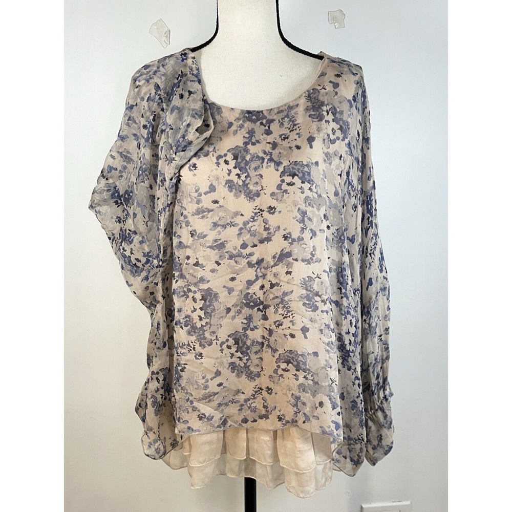 Sundance Silk Long Flowy Layered Blouse Size M Floral